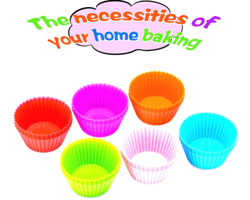 Baking Cups. 24 Pack TOPELEK Silicone Bakeware Baking Muffin Cups Reusable Cupcake Liners Moulds Sets. BPA and FDA Approved Muffin Molds Set with 6 Colors Top Elek.