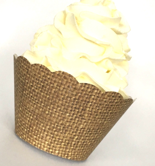 Burlap Cupcake Wrappers Rustic Vintage Look Sale.