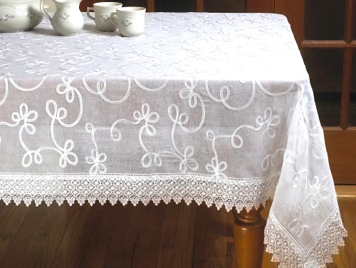 Elegant Embroidered Lace Sheer Swiss Design White.