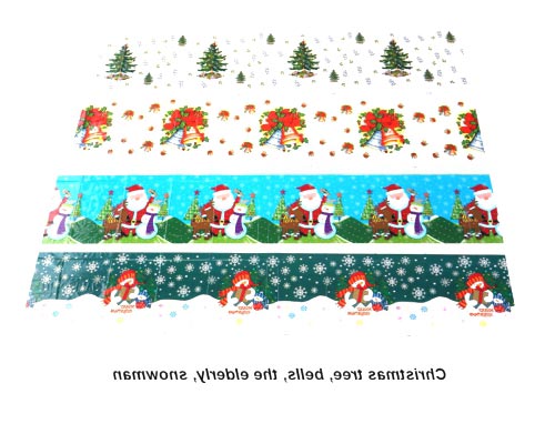 6 x 6ft Disposable Christmas Tree Snowman Tablecloth.