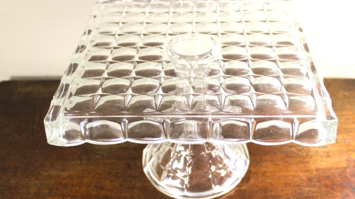 Vintage Clear Indiana Gl Constellation Square Cake Stand.