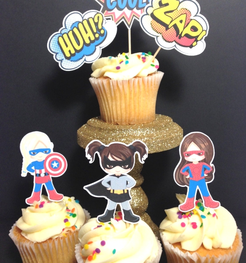 Girl Superhero Cupcake Toppers Superhero Birthday Party.