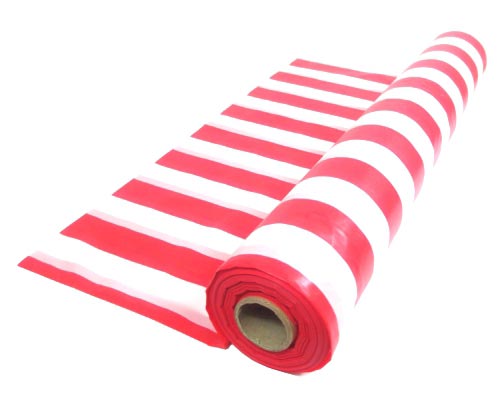 RED & WHITE STRIPED PLASTIC TABLECLOTH TABLE ROLL CIRCUS.