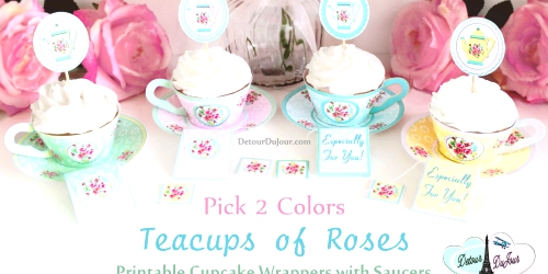 Tea Party Printable Paper Tea Cup Cupcake Wrappers Your.
