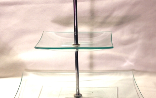 Two Tiered Clear Gl Pedestal Cake Stand Cookie Stand Cupcake Stand with a Oblong nite modernlookvintage.