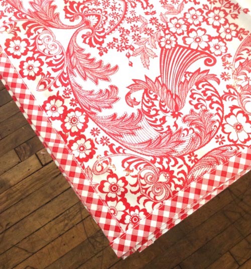 48x48 Oilcloth Tablecloth Toile Red with Red by freckledsage.