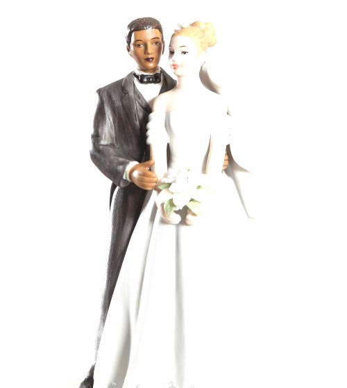Elegant Interracial Wedding Couple.