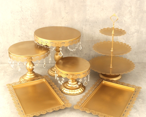 Set of 6 Pieces White Gold Crystal Cake Stand Cupcake.