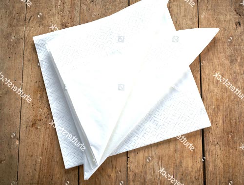 White Paper Napkins On Wooden Table Stock Photo 282452531.