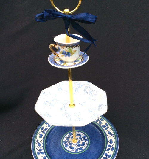 Wedding Cake Stand Blue White 3 Tier Serving Tray Tiered.