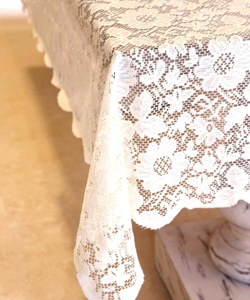 Tablecloth Lace Square Ivory 54in.