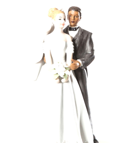 Elegant Interracial Wedding Couple.