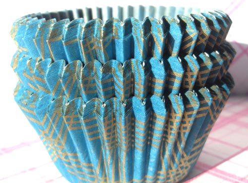 Teal Blue Gold Accent Cupcake Liners Baking Cups 50.