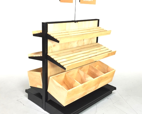 Wood Bakery Display Shelving. Double Sided Gondola Island Kit 54H.