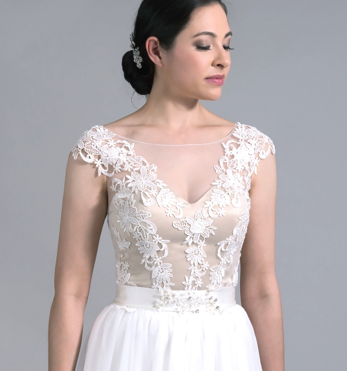 Bridal bolero lace wedding dress topper WJ023.