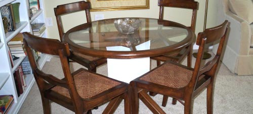 Brown wooden base with round gl top and brown wooden frame plus brown wooden chairs with rattan seat of Marvelous Dining Table Bases For Round Gl Tops Sweeten Your Diningroom.