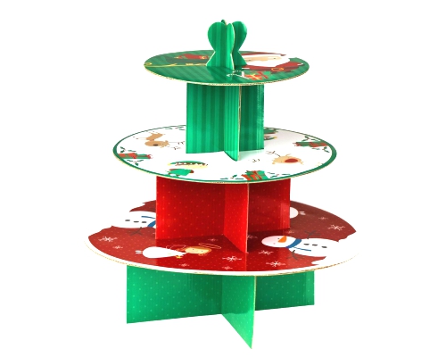 Christmas Cake Stand, 3 Tier, Cardboard.