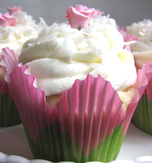 Heidi Bakes. Coconut cupcakes in tulip papers.