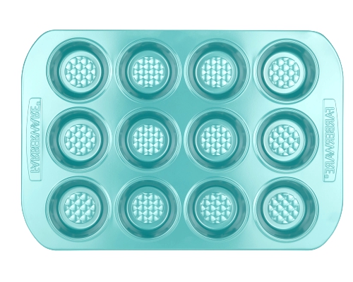 12-Cup Muffin Pan, Aqua.