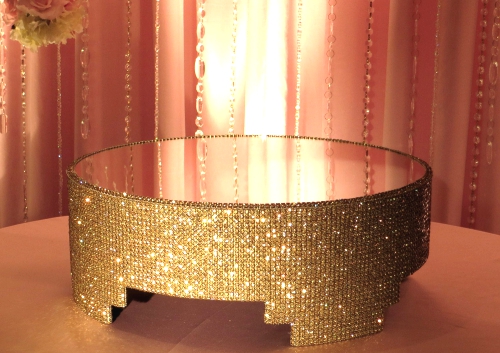 16 Round Gold Crystal Covered Cake Stand.