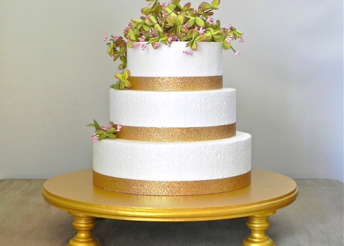 Round Gold Cake Stand. Wedding Cake Stand.