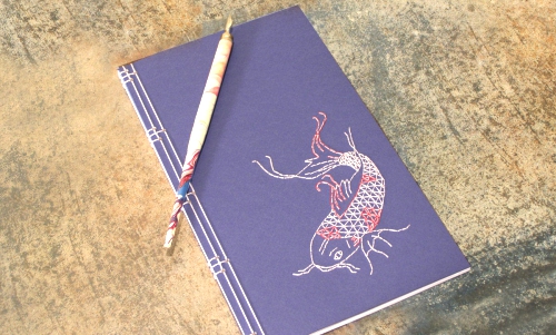 Koi Fish Journal. Embroidered Notebook. Koi Journal. Japanese Art Journal. Japanese Koi Fish. Koi Fish Notebook. Japanese Carp Fish.