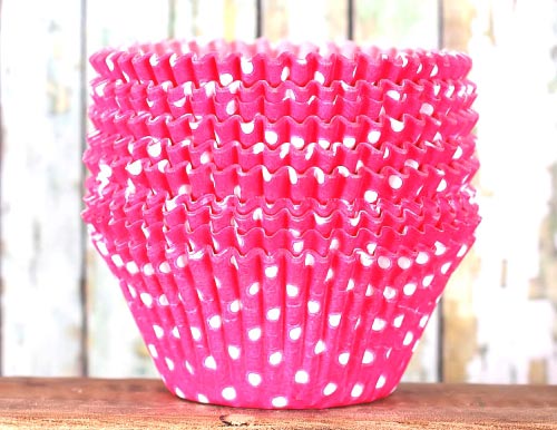 JUMBO Pink Dot Cupcake Liners Texas Size Muffin Cups Jumbo.