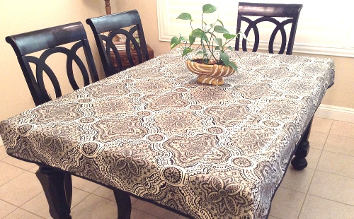 Unique Oval Fitted Tablecloth. Fresh Clear Elasticized Table Cover.