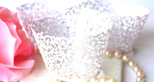 Lavender Lace Filigree Cupcake Wrappers for MINI or.