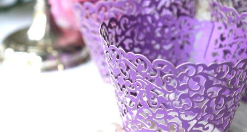 Purple Lace Filigree Cupcake Wrappers for Standard or MINI.