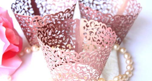 Burgundy Lace Filigree Cupcake Wrappers for MINI or.