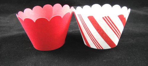 Candy Cane Print and Plain Red Cupcake Wrappers from.