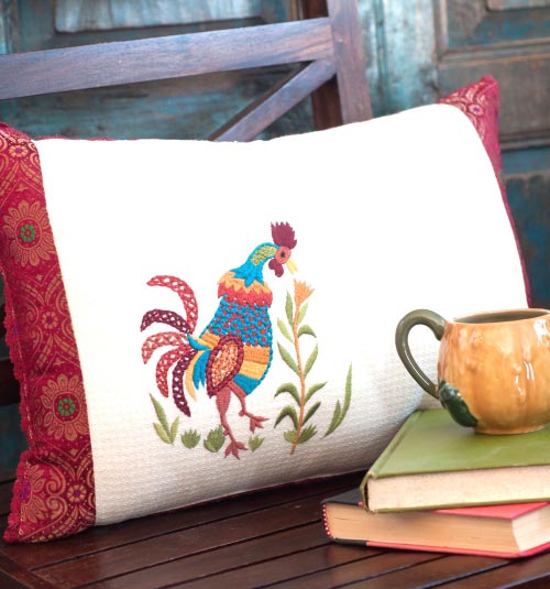 Rooster Emb Cushion.