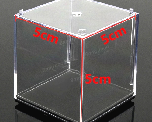 5x5x5cm Clear Acrylic Display Stand Box Case Plastic Base.