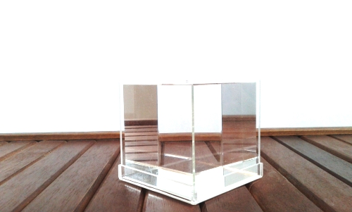 SALE Lucite Solid Clear Acrylic Cube Square Paperweight.