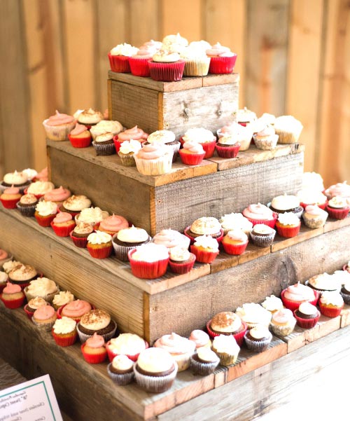 Barn Wood Cupcake Stand Dessert Table.