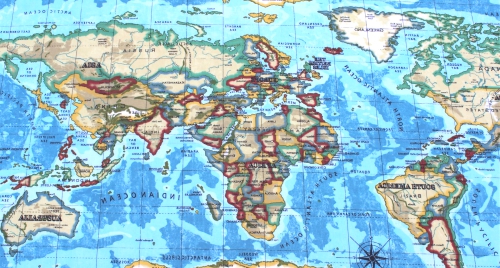 Designer PVC World Atlas Map Oilcloth Tablecloth.